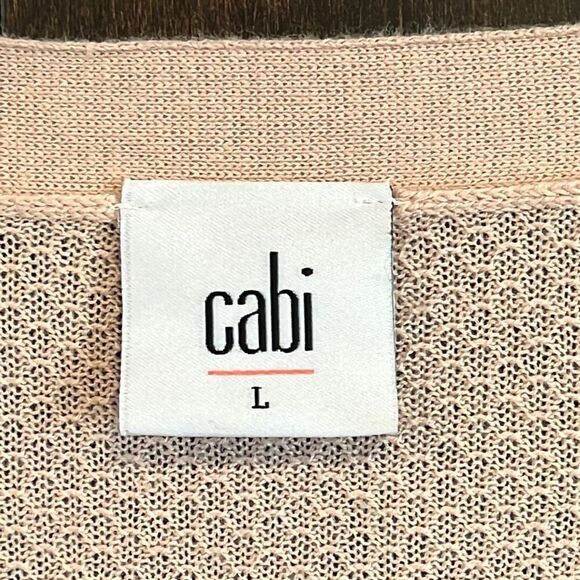 CAbi Lucy Pink Blue Trim 2 Pocket Cardigan Sweater Large #5288 - Picture 4 of 6
